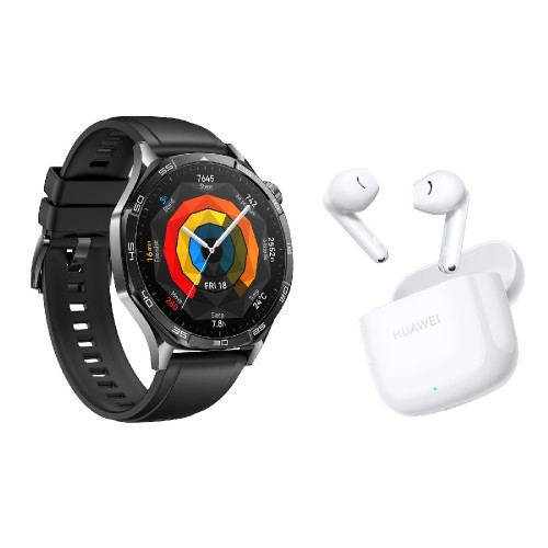 SMARTWATCH HUAWEI GT 5 46MM (55020DKMFREE) BLACK & FREEBUDSSE 2 CERAMIC WHITE